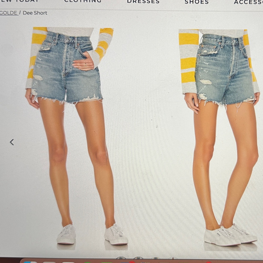 Agolde Light Blue Distressed Denim Cutoff Shorts